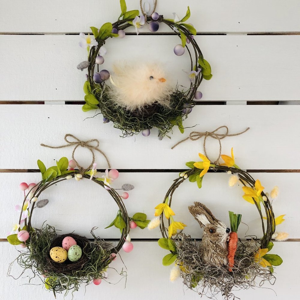 *SOLD** Easter wreath trio.  Spring door wreaths.